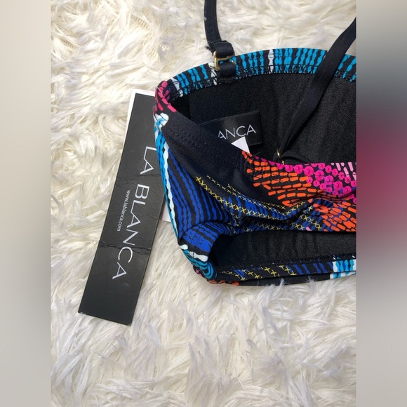 La Blanca Colorful Patterned Bandeau Bikini Top size 6 - Picture 11 of 16